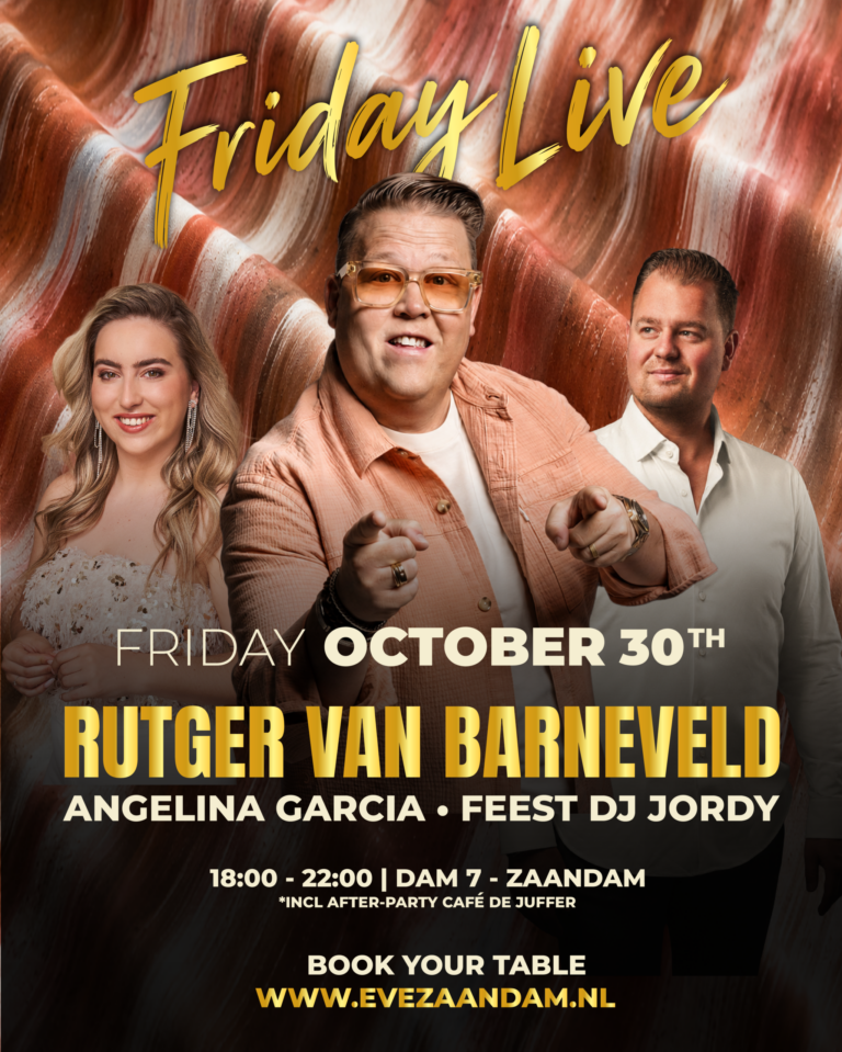 Dinnershow Friday Live! met Rutger van Barneveld, Angelina Garcia en Feest DJ Jordy — muziek in Noord-Holland