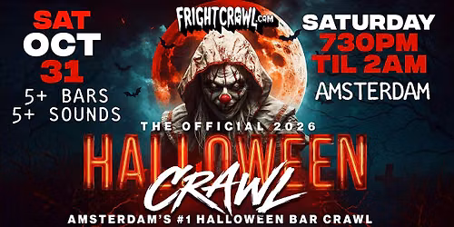 The Fright Crawl | Amsterdam’s #1 Halloween Bar Crawl 2026 | Sat, Oct 31 — Uitgaan in Noord-Holland