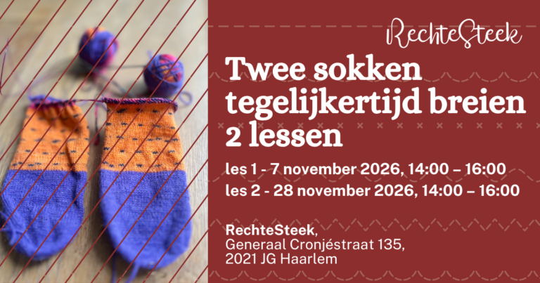 Twee sokken tegelijkertijd breien – 2 lessen — lezing in Noord-Holland